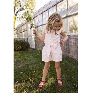 Heirloom Bow Scalloped Courtney Romper, Pink Jackie Dot Girls 10